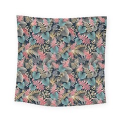 Pink Blue Metallic Pattern Square Tapestry (small) by designsbymallika