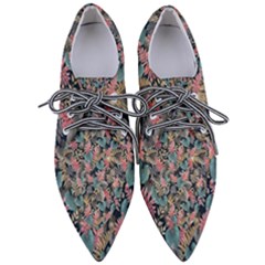 Pink Blue Metallic Pattern Pointed Oxford Shoes by designsbymallika