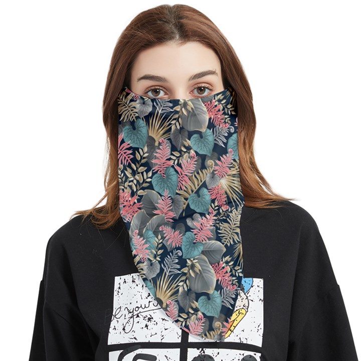 Pink Blue Metallic Pattern Face Covering Bandana (Triangle)