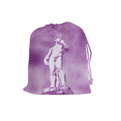 Modul Statue Greek Athlete Vaporwave Drawstring Pouch (large) by GrenarLab