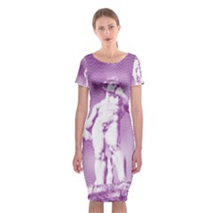 Modul Statue Greek Athlete Vaporwave Classic Short Sleeve Midi Dress