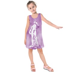 Modul Statue Greek Athlete Vaporwave Kids  Sleeveless Dress by GrenarLab