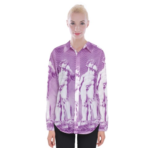 Modul Statue Greek Athlete Vaporwave Womens Long Sleeve Shirt by GrenarLab