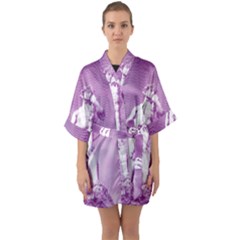 Modul Statue Greek Athlete Vaporwave Half Sleeve Satin Kimono  by GrenarLab