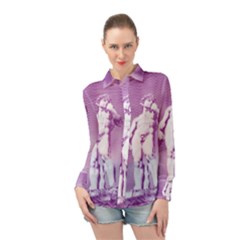 Modul Statue Greek Athlete Vaporwave Long Sleeve Chiffon Shirt