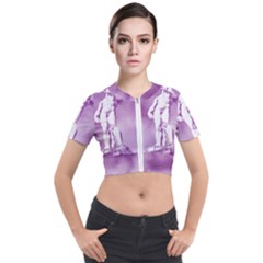 Modul Statue Greek Athlete Vaporwave Short Sleeve Cropped Jacket