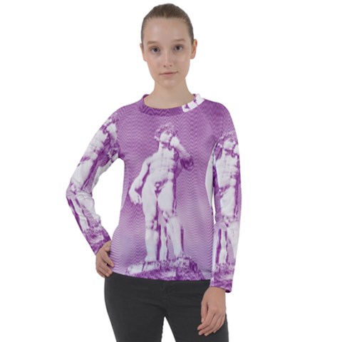 Modul Statue Greek Athlete Vaporwave Women s Long Sleeve Raglan Tee by GrenarLab