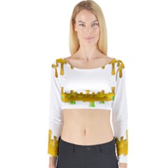 Dripping Paint In Wonderful Colors Long Sleeve Crop Top by pepitasart