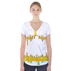 Dripping Paint In Wonderful Colors Short Sleeve Front Detail Top by pepitasart