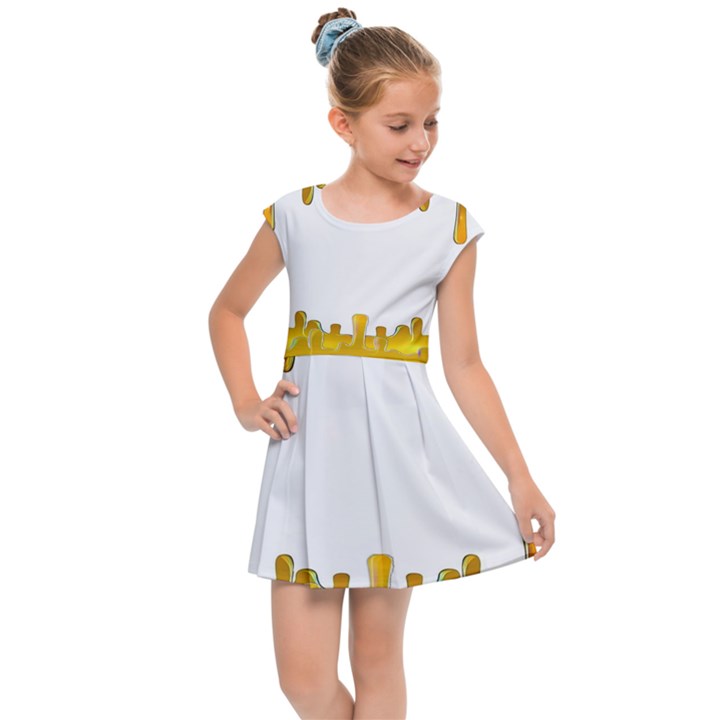 Dripping Paint In Wonderful Colors Kids  Cap Sleeve Dress