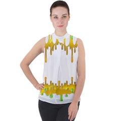 Dripping Paint In Wonderful Colors Mock Neck Chiffon Sleeveless Top by pepitasart