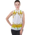 Dripping Paint In Wonderful Colors Mock Neck Chiffon Sleeveless Top View1