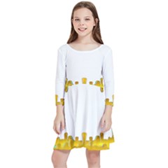 Dripping Paint In Wonderful Colors Kids  Quarter Sleeve Skater Dress