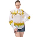 Dripping Paint In Wonderful Colors High Neck Long Sleeve Chiffon Top View1