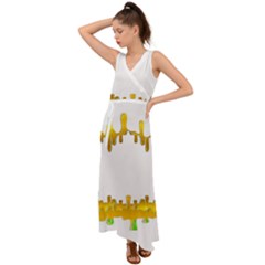 Dripping Paint In Wonderful Colors V-neck Chiffon Maxi Dress by pepitasart