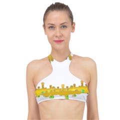 Dripping Paint In Wonderful Colors High Neck Bikini Top by pepitasart