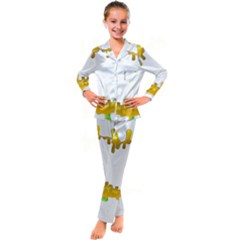 Dripping Paint In Wonderful Colors Kid s Satin Long Sleeve Pajamas Set