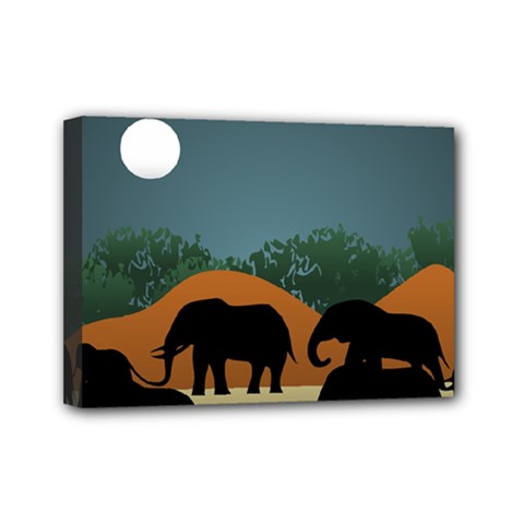 Elephant Family Illustration Mini Canvas 7  X 5  (stretched) by dflcprintsclothing