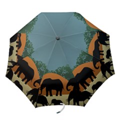 Elephant Family Illustration Folding Umbrellas by dflcprintsclothing