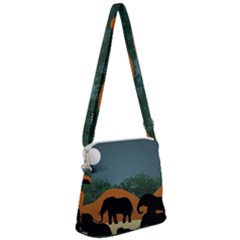 Elephant Family Illustration Zipper Messenger Bag by dflcprintsclothing