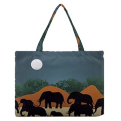 Elephant Family Illustration Zipper Medium Tote Bag