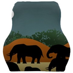 Elephant Family Illustration Car Seat Velour Cushion 