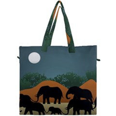 Elephant Family Illustration Canvas Travel Bag by dflcprintsclothing