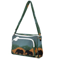 Elephant Family Illustration Front Pocket Crossbody Bag by dflcprintsclothing