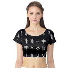 Ogham Rune Set Complete Inverted Short Sleeve Crop Top by WetdryvacsLair