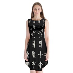 Ogham Rune Set Complete Inverted Sleeveless Chiffon Dress   by WetdryvacsLair