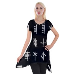 Ogham Rune Set Complete Inverted Short Sleeve Side Drop Tunic by WetdryvacsLair