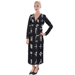 Ogham Rune Set Complete Inverted Velvet Maxi Wrap Dress