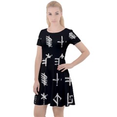 Ogham Rune Set Complete Inverted Cap Sleeve Velour Dress  by WetdryvacsLair