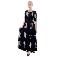 Ogham Rune Set Complete Inverted Half Sleeves Maxi Dress