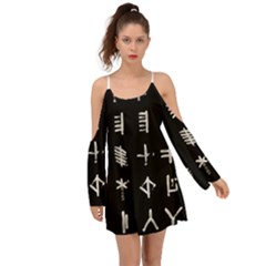 Ogham Rune Set Complete Inverted Kimono Sleeves Boho Dress by WetdryvacsLair