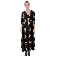 Ogham Rune Set Complete Inverted Button Up Maxi Dress by WetdryvacsLair