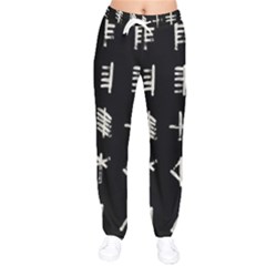 Ogham Rune Set Complete Inverted Women Velvet Drawstring Pants by WetdryvacsLair