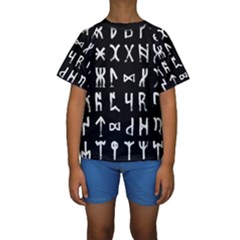 Macromannic Runes Collected Inverted Kids  Short Sleeve Swimwear