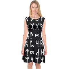 Macromannic Runes Collected Inverted Capsleeve Midi Dress