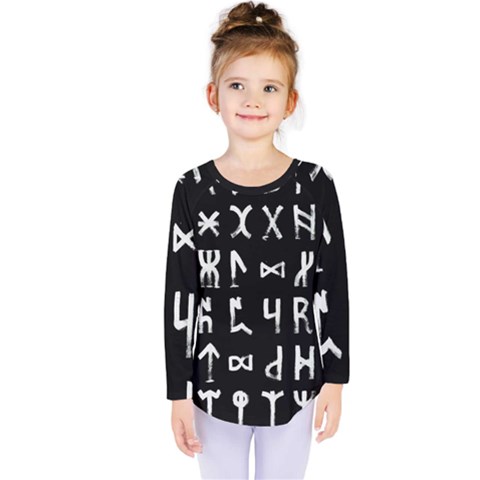 Macromannic Runes Collected Inverted Kids  Long Sleeve Tee by WetdryvacsLair