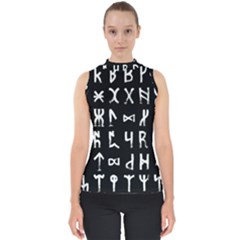 Macromannic Runes Collected Inverted Mock Neck Shell Top by WetdryvacsLair