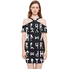 Macromannic Runes Collected Inverted Shoulder Frill Bodycon Summer Dress by WetdryvacsLair