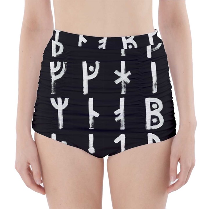 Medieval Runes Collected Inverted Complete High-Waisted Bikini Bottoms