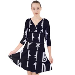 Medieval Runes Collected Inverted Complete Quarter Sleeve Front Wrap Dress by WetdryvacsLair