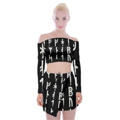 Medieval Runes Collected Inverted Complete Off Shoulder Top With Mini Skirt Set by WetdryvacsLair