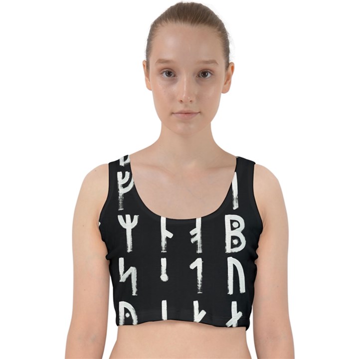 Medieval Runes Collected Inverted Complete Velvet Racer Back Crop Top