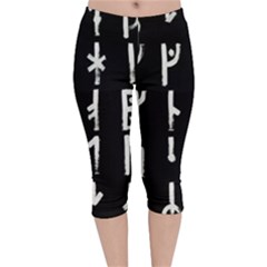 Medieval Runes Collected Inverted Complete Velvet Capri Leggings  by WetdryvacsLair