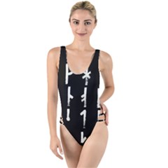 Medieval Runes Collected Inverted Complete High Leg Strappy Swimsuit by WetdryvacsLair