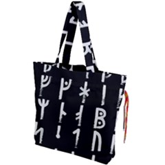 Medieval Runes Collected Inverted Complete Drawstring Tote Bag by WetdryvacsLair