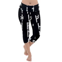 Medieval Runes Collected Inverted Complete Lightweight Velour Capri Yoga Leggings by WetdryvacsLair